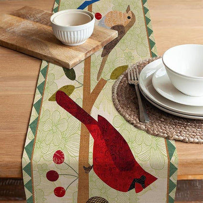 Seliem Summer Birds Tree Branches Table Runner, Cardinal Home Kitchen | Dining - Image 5