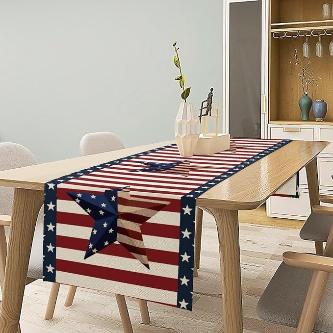4th of July Table Runner, Patriotic Independence Day American Stars Stripes - Image 2
