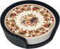 Sunflowers with Pumpkins Leather Coasters Set of 6 with Holders by Unknown