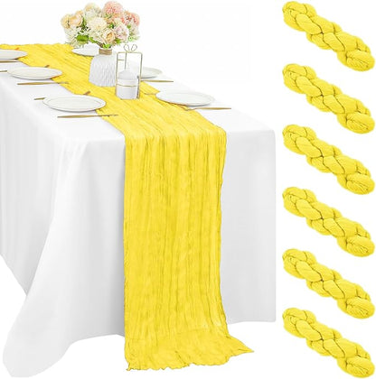Yellow 6 Pieces Cheesecloth Table Runner 10FT Runner by Sunnyline