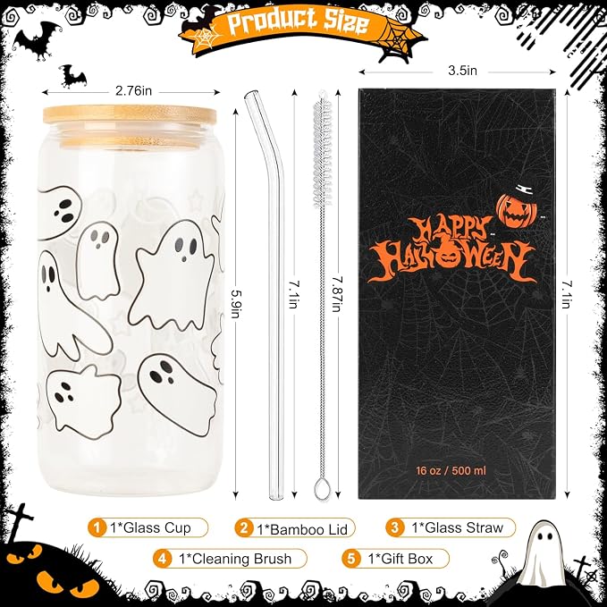 Halloween Ghost Fall Glass Cup - Image 6