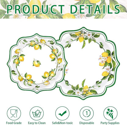 250Pcs Lemon Party Decorations for Summer Lemons Theme Serves 50 | Green Lines - Image 5