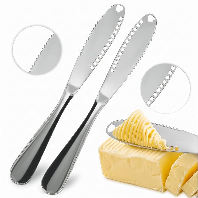 2 Pcs Butter Knife Spreader, 3 in 1, Stainless Steel | Butter Spreader Knife; by TheLittleGreenChange