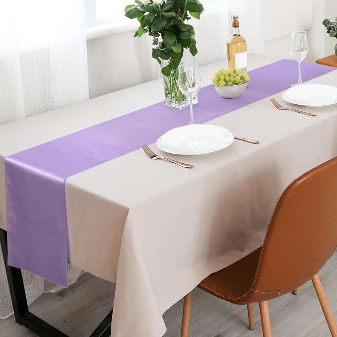 Aneco 4 Pack Satin Table Runner 12 x 108 Inch Pastel Rainbow Long Bright Silk - Image 7