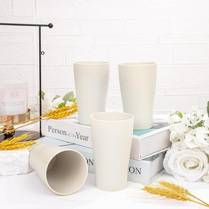ejonirinjonir EI 8pcs Wheat Straw Cups, 15oz Beige Unbreakable Plastic Reusable - Image 4