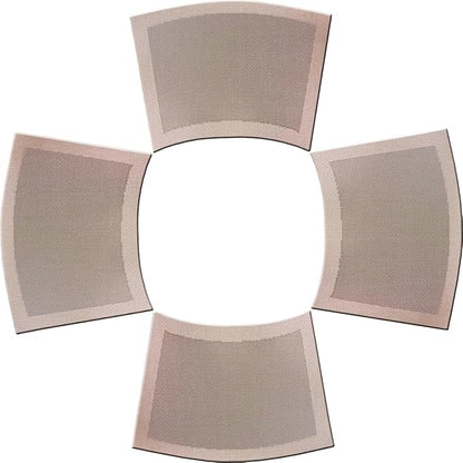 Wedge Shape Placemats for Round Dinner Table Woven Vinyl Wipe Clean Non Slip Plastic Table Mats Set of 4（Champagne）