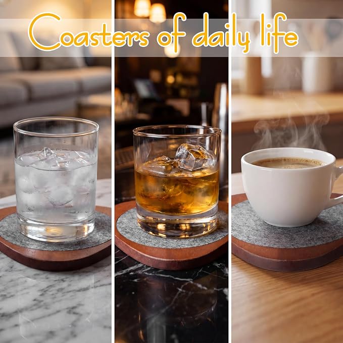 6 Pcs Mid Century Modern Coasters Wood Absorbent Coaster - Image 6