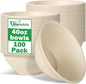 40 oz Large Compostable Paper Bowls, 100 Pack Heavy Duty | Eco-friendly by HOME