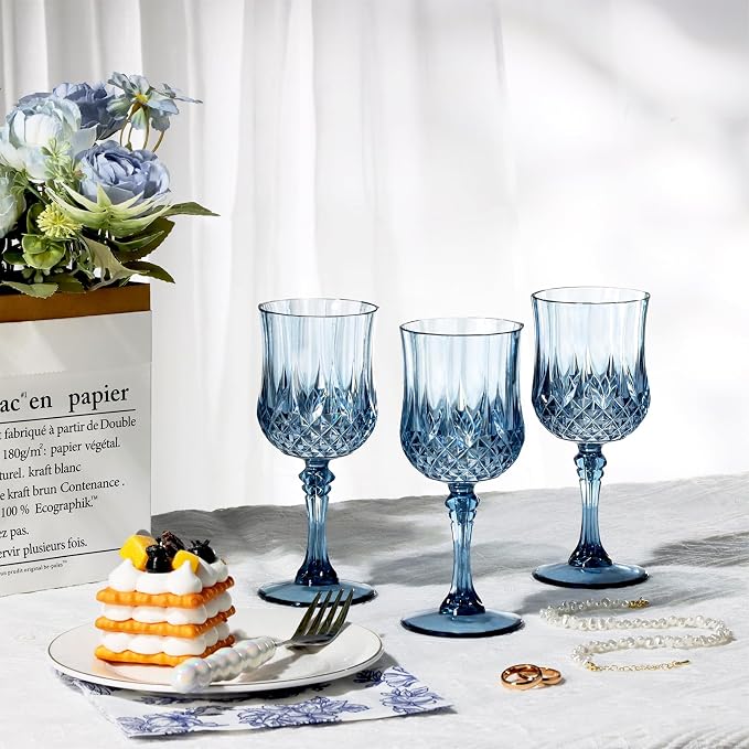 XUWAIDSGN 7oz Plastic Vintage Wine Glasses Drinking Glasses Unbreakable Wedding - Image 6