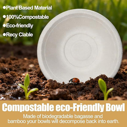 TaidMiao 12 oz, 100 Pack, Paper Bowls Disposable, Compostable | Heavy Duty - Image 4