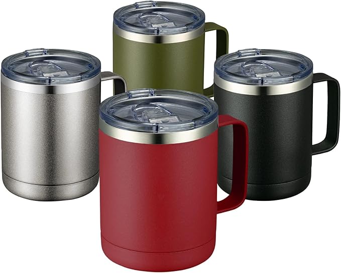 MEWAY 12oz Coffee Mug With Handle 4 Pack Bulk, Stainless Steel Insulated Travel by MEWAY