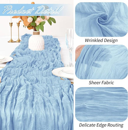 15 Pack Baby Blue Cheesecloth Table Runner 17 x 108 inch Cheese Cloth Table - Image 3