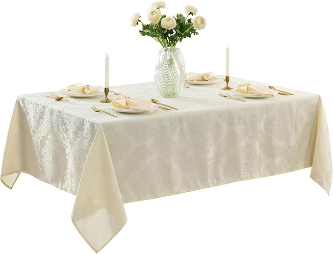 Newbridge Barcelona Luxury Damask Fabric Tablecloth, 70” Extra Wide x 90” - Image 8