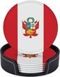 6 Pack Peru Flag Leather Coaster by GTEVUTS