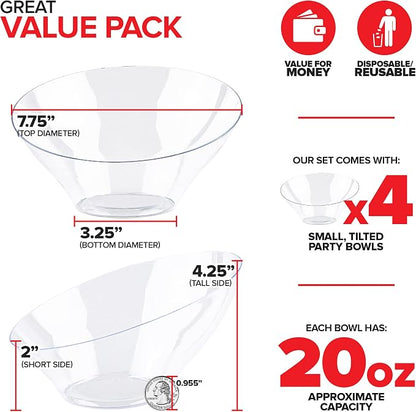 20oz Clear Plastic Serving Bowls Medium Disposable Candy Dishes, Buffet - Image 2