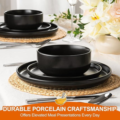 EWFEN Plates and Bowls Sets, 12 Pieces Ceramic Dinnerware Set - Image 3