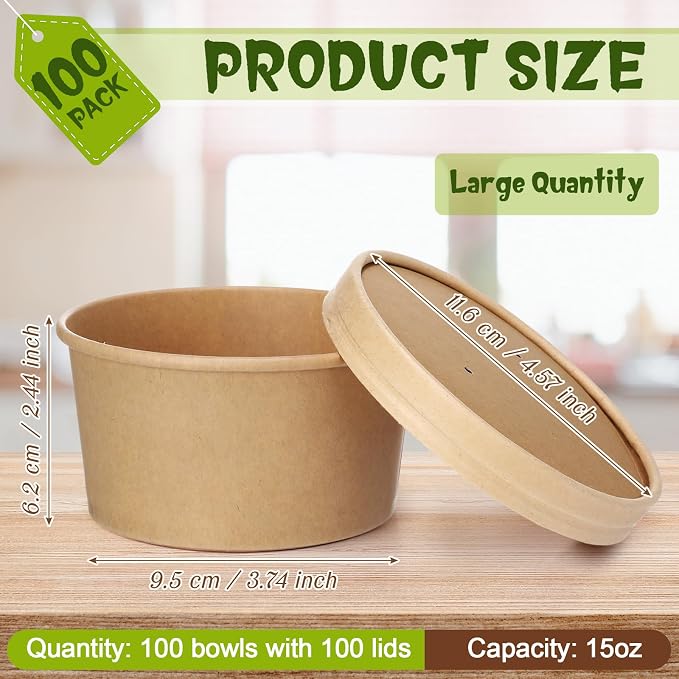 Fulmoon 100 Pack Paper Soup Containers - Image 2