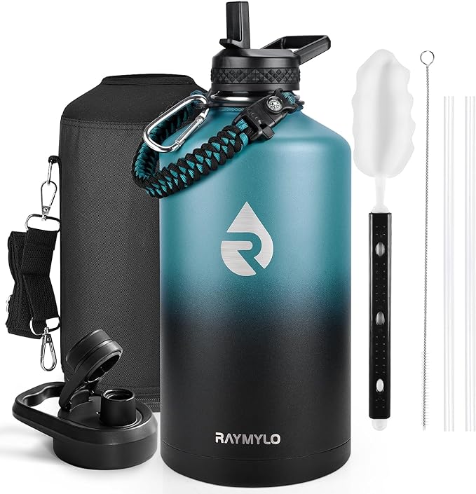 RAYMYLO One Gallon Water Bottle Insulated 128 oz, Stainless Steel | Triple by RAYMYLO