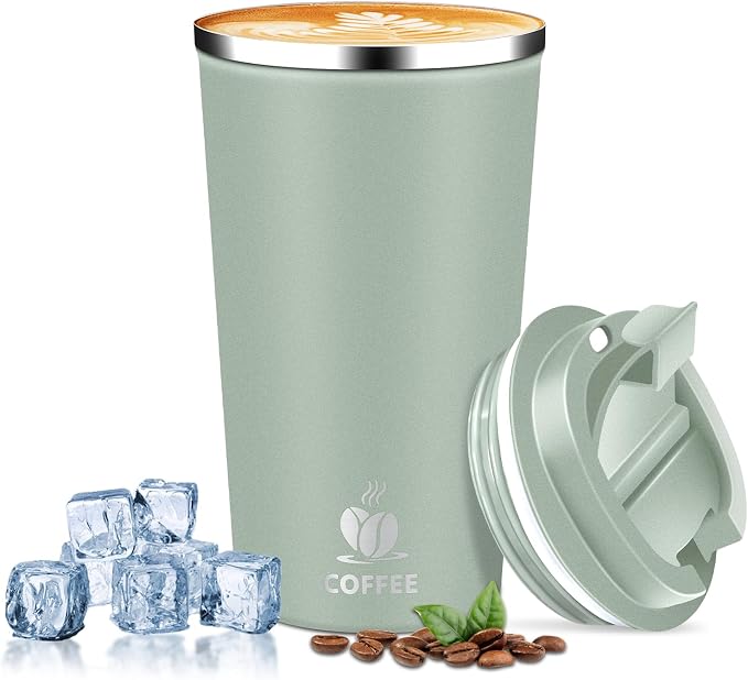 Insulated Travel Coffee Mug Reusable Coffee Tumbler Cup by QEMAUUAHealthyLife