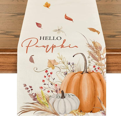 Artoid Mode 210 GSM Fall Table Runner 13x90 Inch Home Party Decor | Hello by ArtoidMode