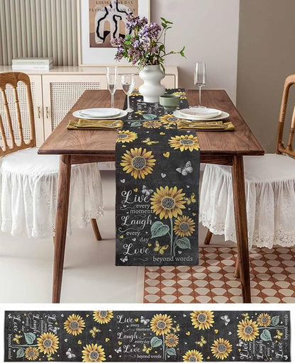 Retro Sunflower Table Runners 120 Inches Long, Spring Summer Farmhouse Table - Image 6