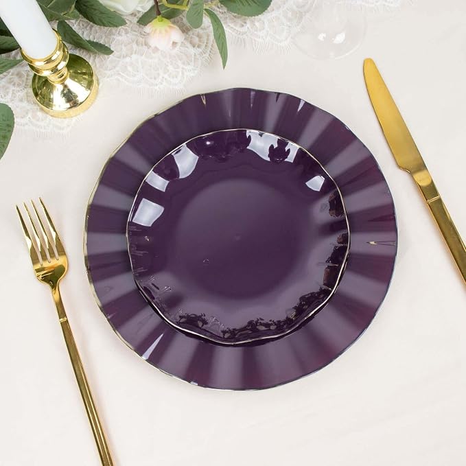 Efavormart 10 Pack | Purple 6" Round Plastic Dessert Salad Plates, Disposable - Image 8