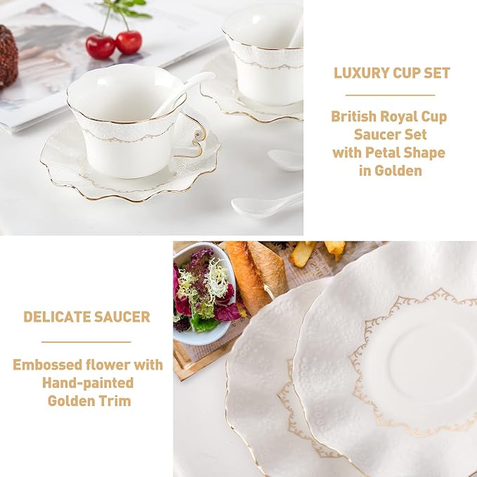 DUJUST Tea Cups and Saucers - Image 3