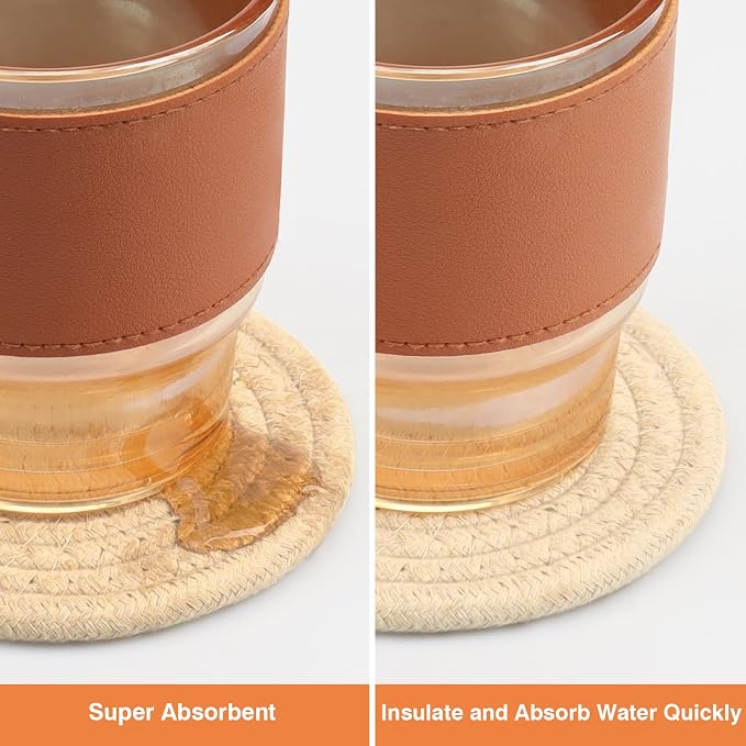 4.8" Boho Woven Drink Coasters Set of 2 - Image 4