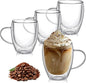 8 Ounces Set of 4 Double Walled Glass Coffee Mugs by Unknown