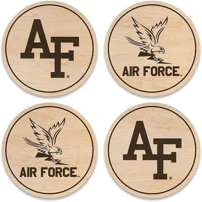 LazerEdge Air Force Academy Falcons Wooden Coaster Set - Maple Wood - Officially Licensed Product - 4-Pack