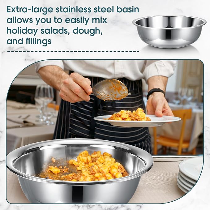 Nuogo 4 Pcs Stainless Steel Mixing Bowls Metal Mixing Bowls Extra Large Basin - Image 4