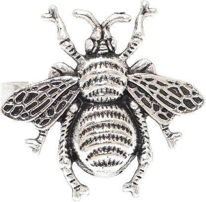 Bee Napkin Rings Set of 12 Antique Silver Metal Bumblebee Napkin Holders - Image 8