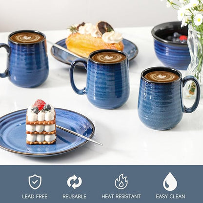 HASENSE Coffee Mugs, 12 Ounce Ceramic Coffee Mug Set of 6, Reactive Glaze Tea - Image 5