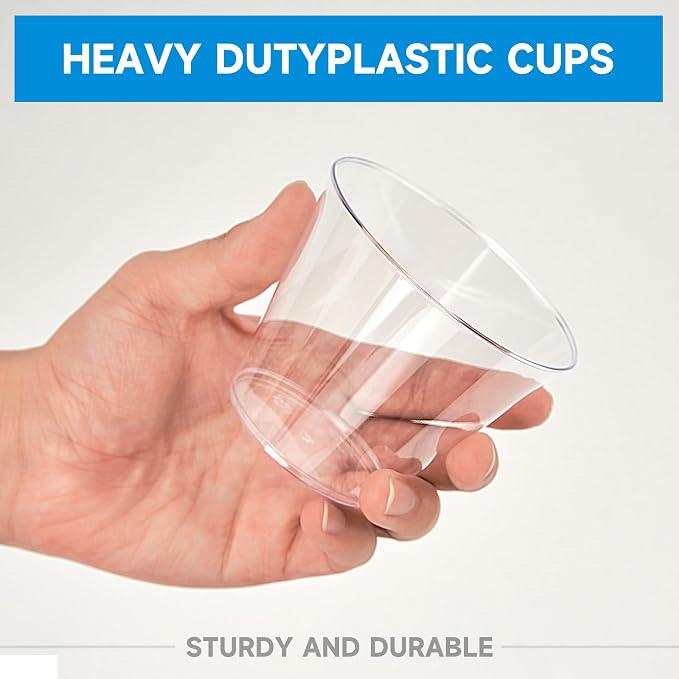 RACETOP 9 oz 200 packs Clear Disposable Plastic Cups, Durable Plastic Cups - Image 3