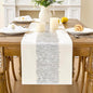Metallic Style Silver Table Runner, Table Runners 90 Inches Long | Cotton Linen by Aiimart