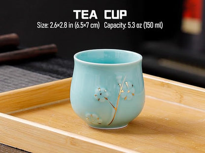Japanese Tea Set with 1 Teapot, 6 Tea cups, 1 Tea Tray, 1 Stainless Infuser - Image 9