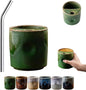 18oz Ceramic Coffee Mug with Hole, Vintage Kiln Style Handleless Tumbler by Unknown