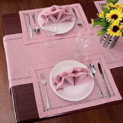 Grelucgo Handcrafted Pink Color Dining Table Napkins, Double-Hemstitched) - Image 5