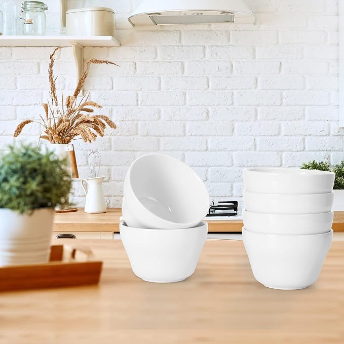 Patelai 12 Pcs 8 oz Porcelain Soup Cups Small White Dessert Bowls Broth Dip Cups - Image 6