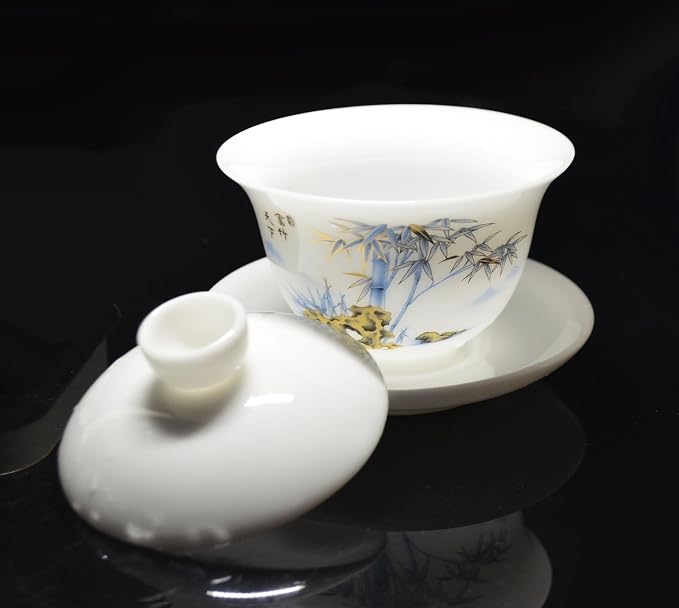 Liang baobao Ice Jade White Porcelain Gaiwan, 5oz Teacup Suet-fat Jade - Image 5