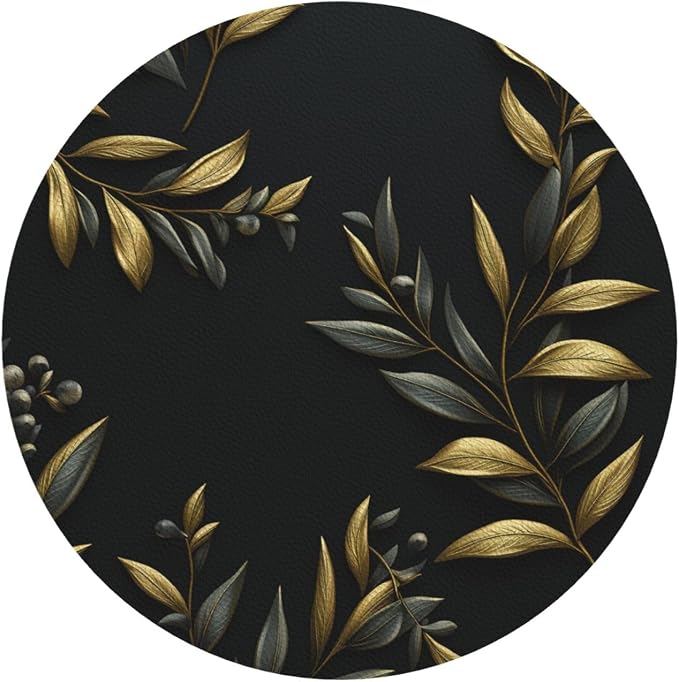4Pcs Leather Coaster for Drinks Golden Olive Branch Cup Coasters Aesthetic - Image 9
