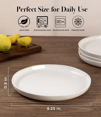 AmorArc Ceramic Appetizer Plates Set of 6, 8.25 Inch Handmade Stoneware Plates set for Dessert, Salad, Appetizer, Dinner, Microwave & Dishwasher Safe, Scratch Resistant