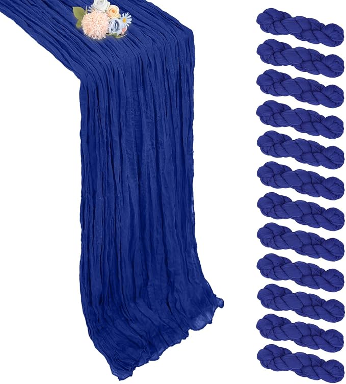 12 Pack Royal Blue Cheesecloth Table Runner 17 x 108 Inch | Boho Gauze Cheese by Pepmily