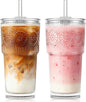 KEMORELA 20oz Ribbed&Floral Iced Coffee Cups by KEMORELA