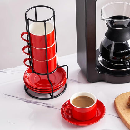 Cappuccino Cups Set of 4, 8oz Stackable Coffee Cups Set - Image 7