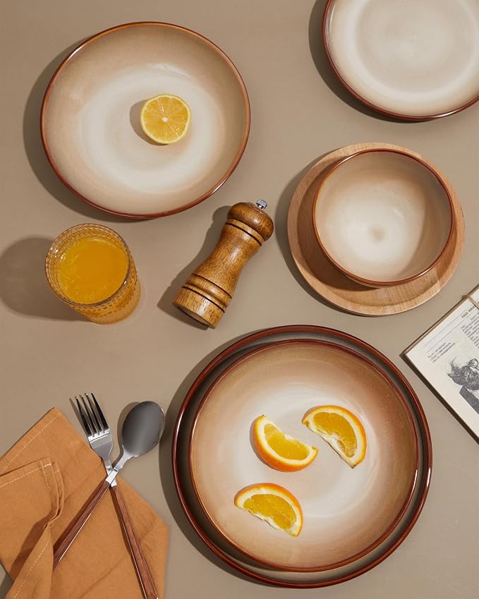 Ceramic Dinnerware Sets for 6, 18 Pieces Stoneware Plates and Bowls Sets - Image 7