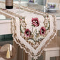 LeLehome Classic Flowers Embroidered Lace Table Runner 15" X 69" Long Satin by LeLehome