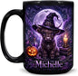 Hyturtle Halloween Highland Cow Mug, Custom Name Gift by Hyturtle