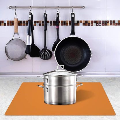 Silicone Placemats, Food-Grade Non-Slip Waterproof, Dining, Stain Resistant, Countertop Protector, Kitchen Counter Mat, Heat Resistant, Baking mat Dishwasher Safe (23.6"×15.7"-2pack, Orange)
