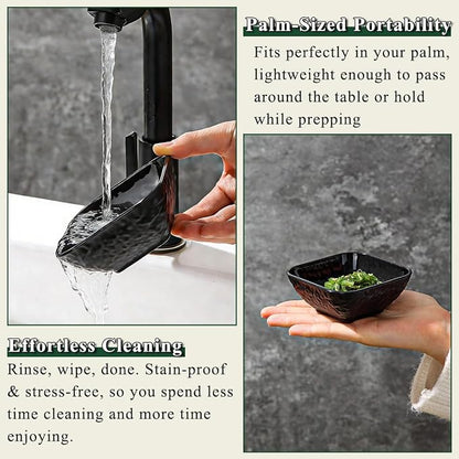 Berglander Dip Bowls Set 6pcs, 6 oz Black Plastic Dipping Bowls, Matte Stone - Image 5